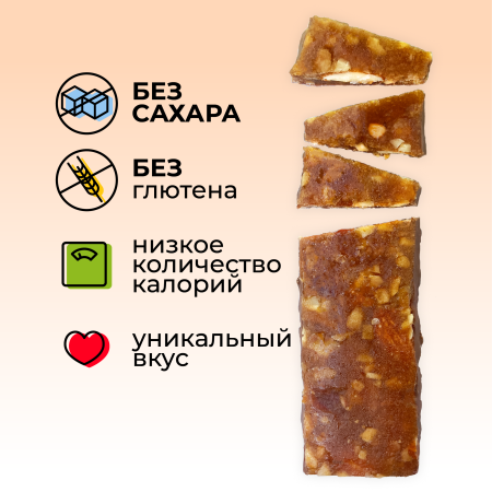 Батончик-десерт фруктово-ореховый без сахара "Абрикос" PRO Dessert 30г. (5шт)